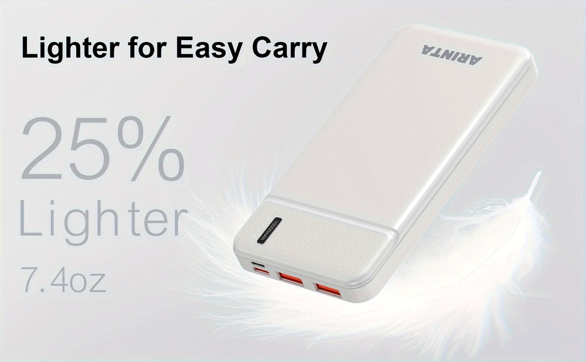 10000mAh Slim Power Bank PD 22.5W Super Fast Charging – Dual USB-A Output, 20W USB-C Input/Output, Lightweight Travel Portable Charger for Smartphones, Tablets & Heated Clothes, Gift for Men & Women