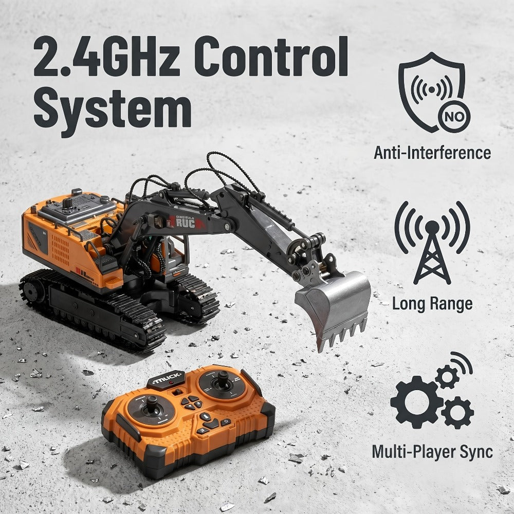 11-Channel RC Construction Vehicle Set, 2-in-1 to 4-in-1 Options