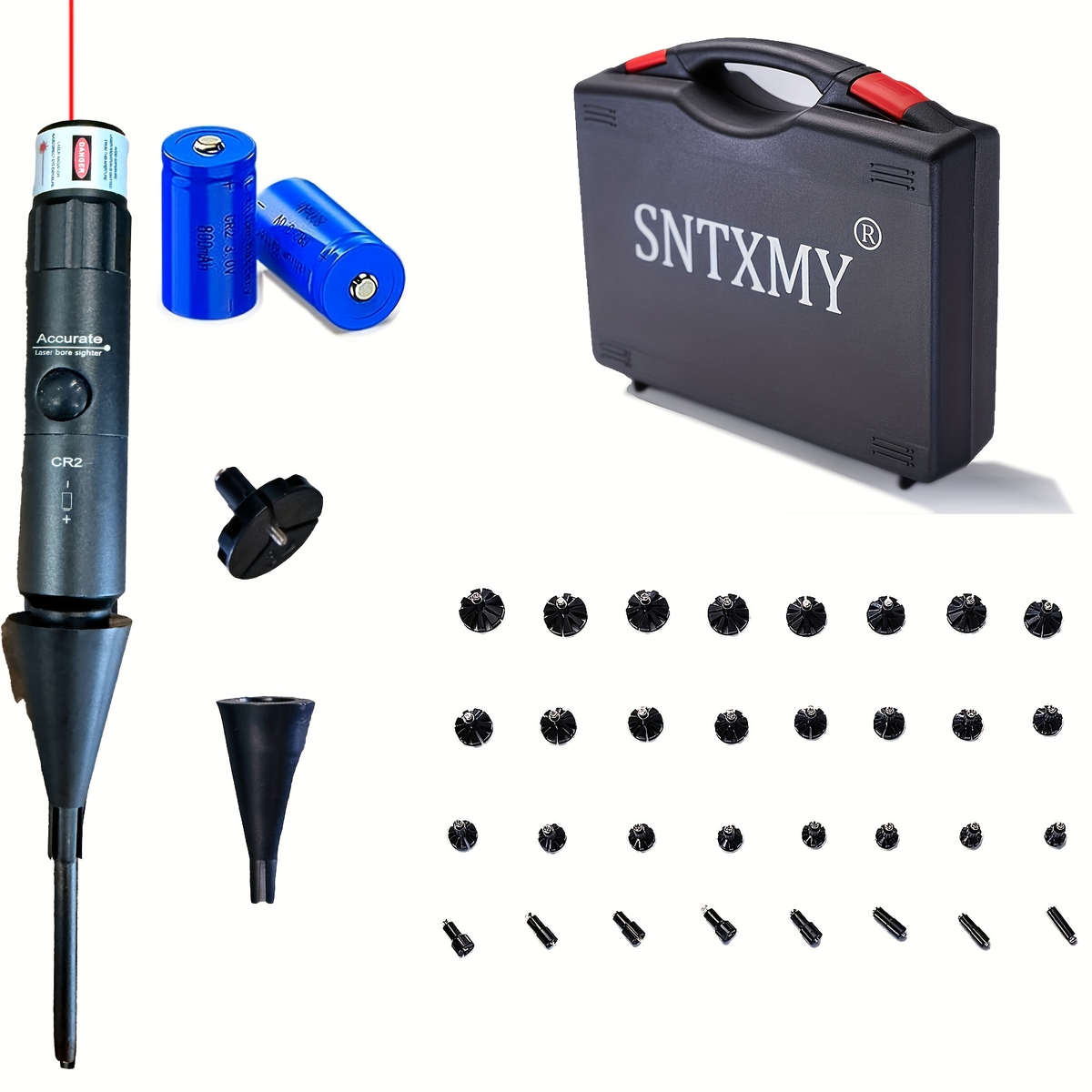 Universal Laser Bore Sighter Kit with 32 Adapters | Red & Green Bore Sight for Rifles, Pistols & Shotguns – Tactical Caliber Boresighter Accommodating Firearms from .17 to 12GA for Fast Zero-In