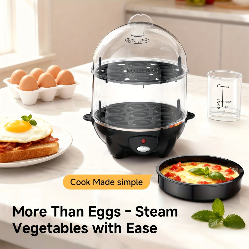 Electric Egg Boiler & Cooker with Auto Shut-Off – Single & Double Layer, Multi-Function for Hard Boiled, Soft Boiled, Scrambled, Omelette, Steamed Vegetables & Dumplings, 4 Colors