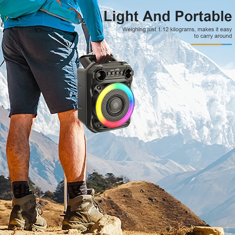 Portable Wireless Karaoke Speaker with Microphone & Bass Boost, TWS Stereo Sound, TF/SD Card Player, Type-C Charging, PA System for Outdoor Street Karaoke Parties Singing Computer DVD