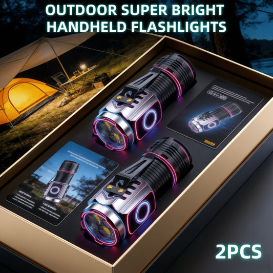 Rechargeable LED Handheld Flashlights, 2-Pack with High, Low & Strobe Modes
