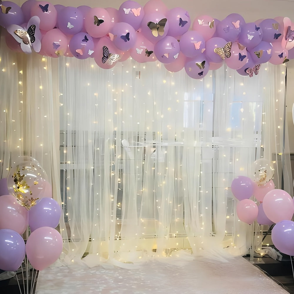 White Velvet Backdrop Curtains with String Lights 2pcs 5.2x10FT Sheer Background Decoration for Wedding Birthday Party Photo Booth Photography Stage Decor USB Powered Fairy Lights Included