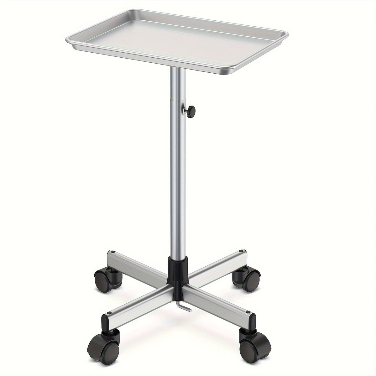 6-Color Premium Aluminum Salon Rolling Tray on Wheels — Adjustable Height Hairdresser Cart, Tattoo Tray, Spa Service Trolley for Nail Tech, Barber & Beauty Studio