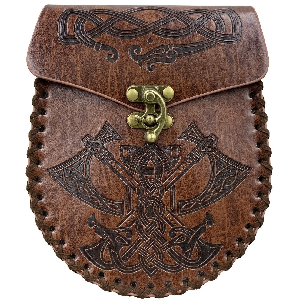 Viking Belt Pouch, Faux Leather Medieval Waist Bag for LARP, Renaissance Faire and Cosplay, 5 Styles