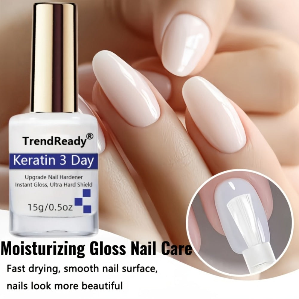 Vitamin E Nail Strengthener Oil 2 Pack 4-in-1 Keratin Protein Hardener for Weak Splitting Brittle Nails Alcohol-Free Fast Dry Daily Nail Care Treatment Manicure Prep Set 2x15ml