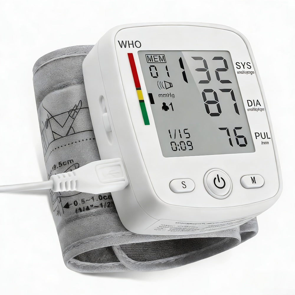 Wrist Blood Pressure Monitor Rechargeable - Digital BP Monitor with Large LCD, Voice Broadcast, 2×99 Memory & USB Charging, Portable Wrist Cuff for Home & Travel, Optional Bundle with Pulse Oximeter