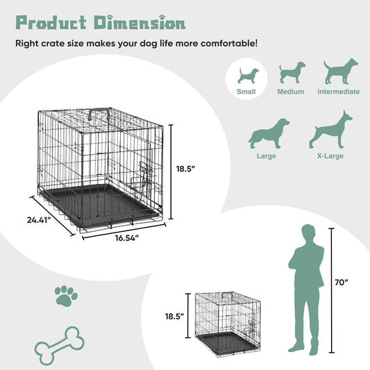 Folding Wire Dog Crate with Divider and Removable Tray, 24–36 Inch Options