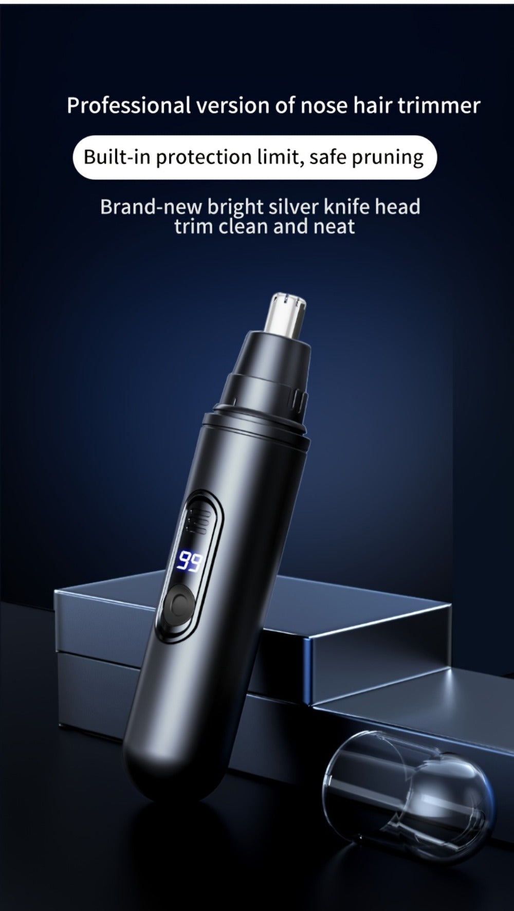 Electric Nose Trimmer with LED Display – USB Rechargeable Painless Facial Hair Removal Device for Men & Women, Nose Ear & Eyebrow Trimmer, Upgraded Grooming Tool, Ideal Gift
