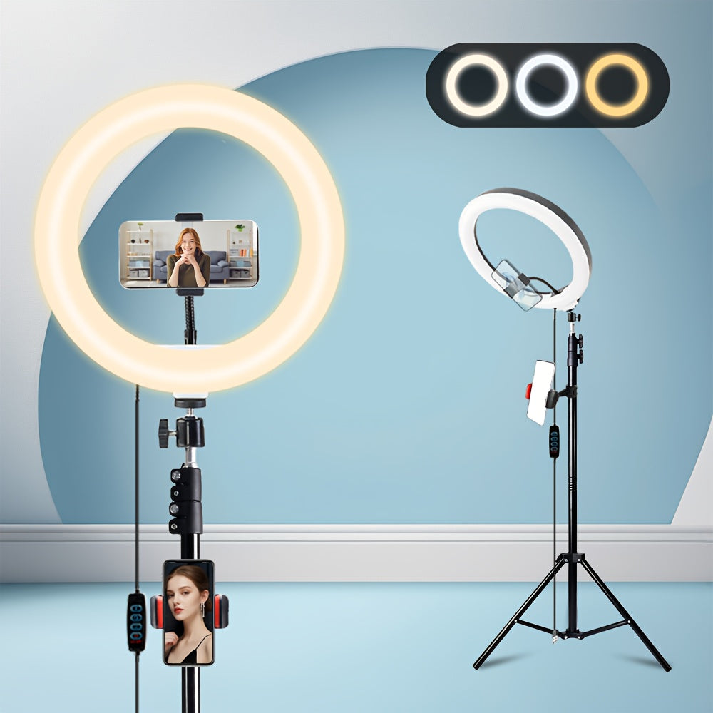 Ring Light 12 Inch Adjustable Brightness RGB with 63 Inch Floor Stand for Photo Selfie Video Recording Zoom Meetings Vlog Live Streaming TikTok YouTube Makeup