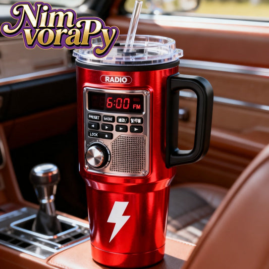 Insulated Travel Mug with Retro Game Console Design, 40 oz Stainless Steel