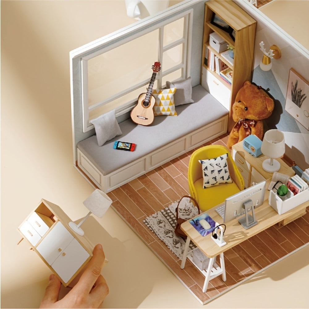 Sunshine Study DIY Miniature House Kit with Wooden Study Room Scene