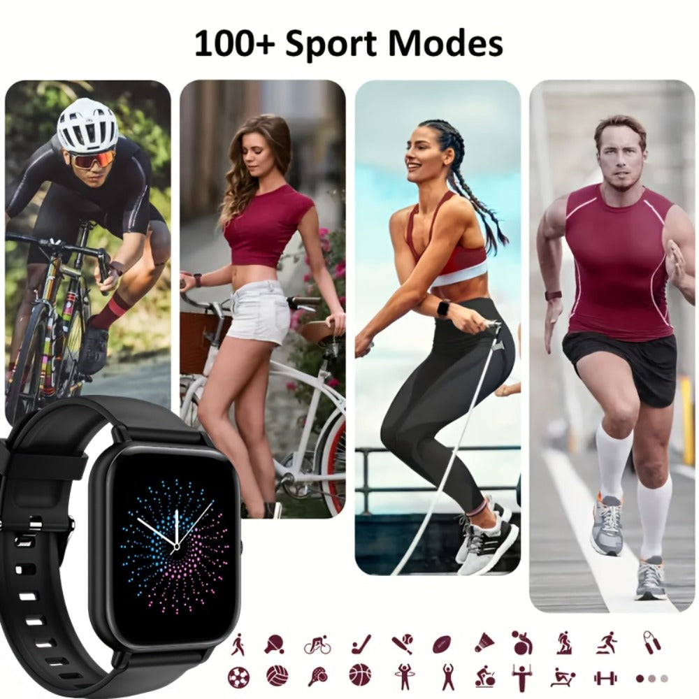 Smart Bracelet Smartwatch 1.83" Full Touch – Wireless Calling, Message Notifications, Fitness & Multi-Sport Tracker, Heart Rate Monitor – Unisex Android & iPhone Watch Jet Black Pink Silver