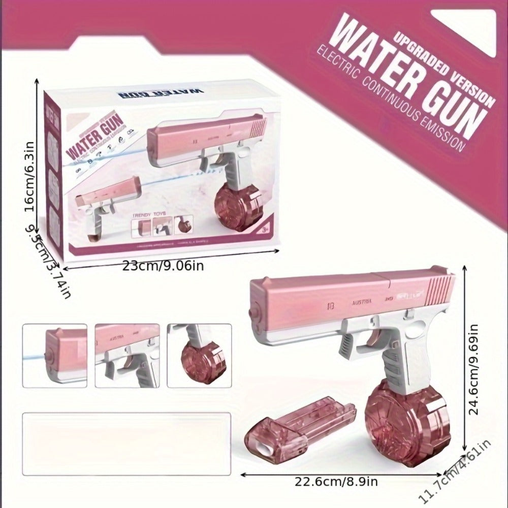 Dual-Magazine Automatic Water Gun in Blue or Pink for Outdoor Play