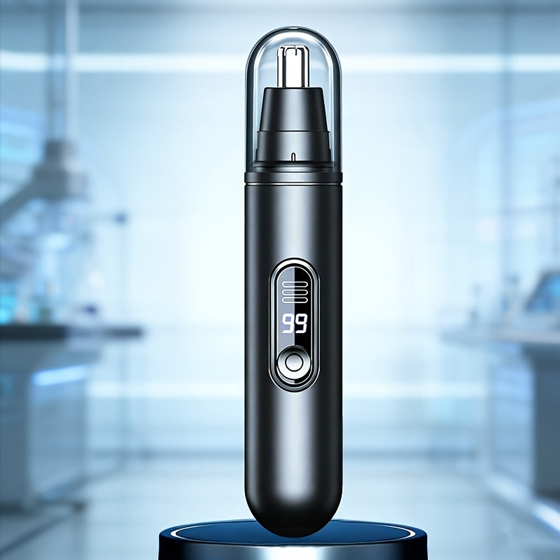Electric Nose Trimmer with LED Display – USB Rechargeable Painless Facial Hair Removal Device for Men & Women, Nose Ear & Eyebrow Trimmer, Upgraded Grooming Tool, Ideal Gift
