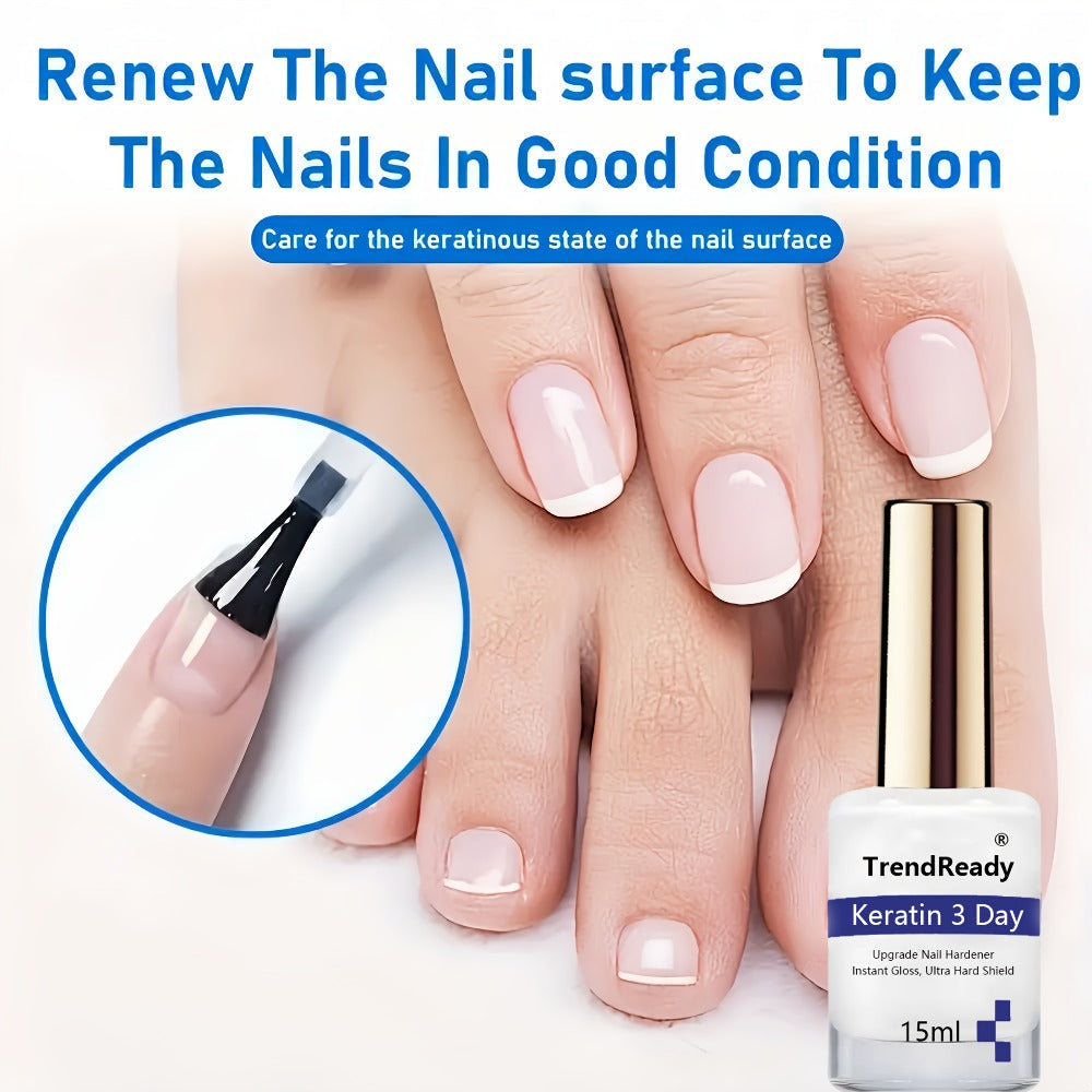 Vitamin E Nail Strengthener Oil 2 Pack 4-in-1 Keratin Protein Hardener for Weak Splitting Brittle Nails Alcohol-Free Fast Dry Daily Nail Care Treatment Manicure Prep Set 2x15ml