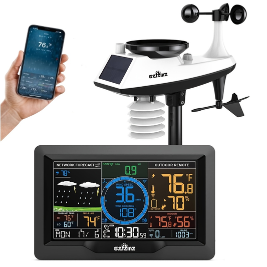 WiFi Home Weather Station, 7-in-1 with Rain & Wind Monitoring and Solar Sensor