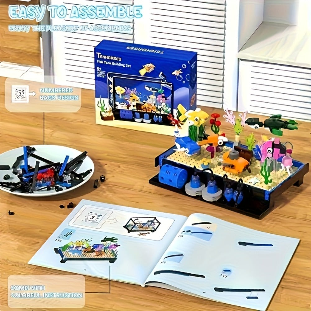 Ocean Fish Tank Building Set, 501 Pieces, LED Aquarium Model LC8059