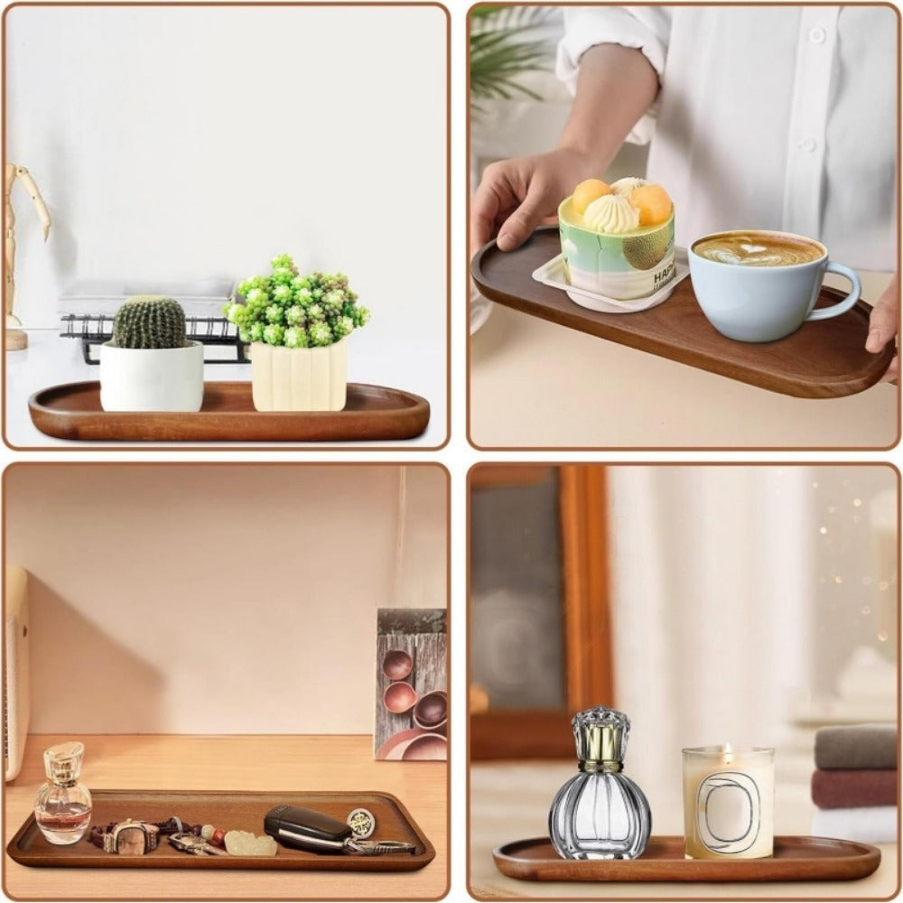 Wood Serving Tray Set – Oval Wooden Charcuterie Boards & Serving Platters for Cheese, Snacks, Bread, Fruit & Appetizers – Party, Buffet, Barbecue & Kitchen Decor