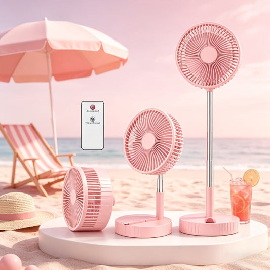 Foldable Portable Fan, USB Rechargeable 3600mAh with 4 Speeds & Remote Control