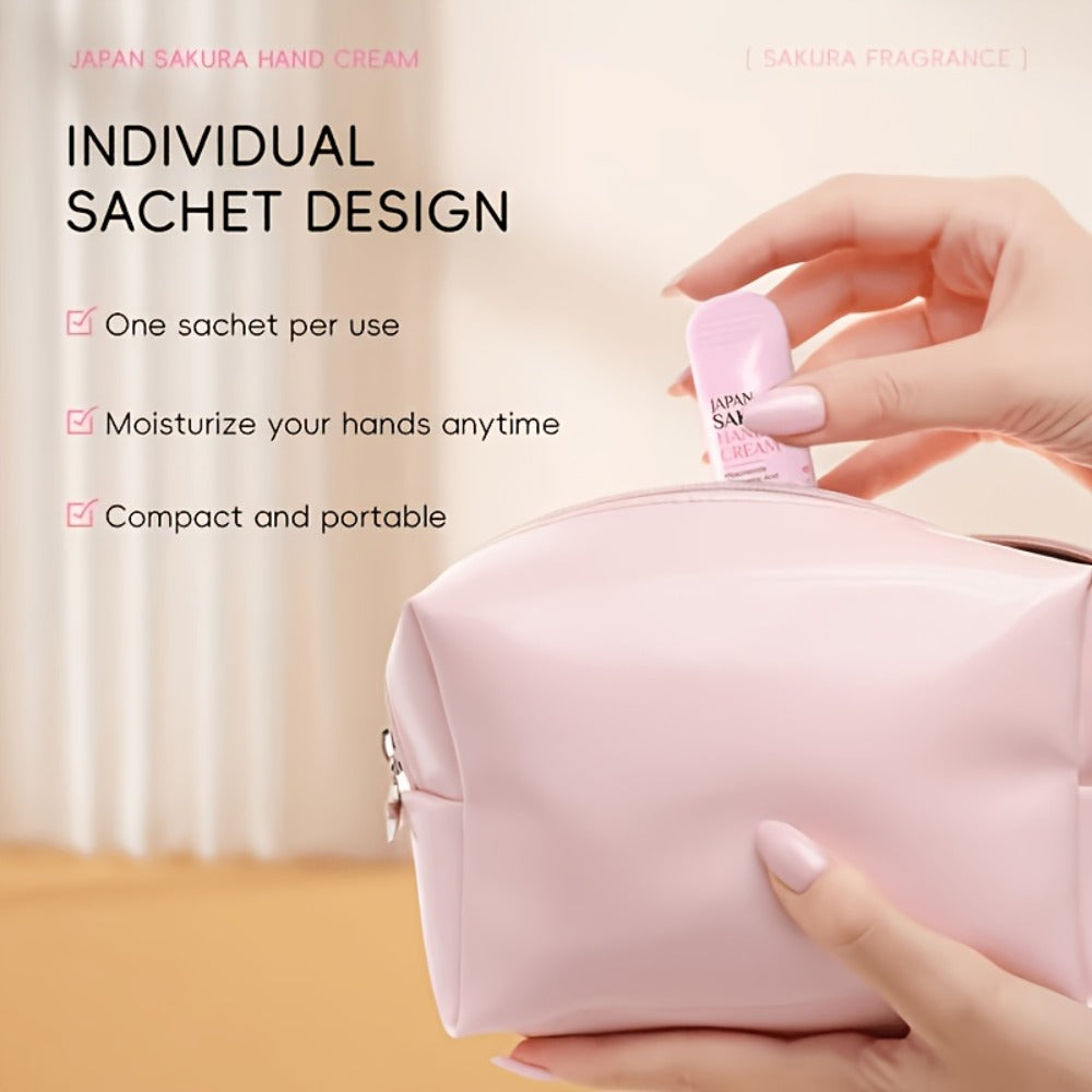 Japanese Sakura Hand Cream Set 20 Pcs LAIKOU Cherry Blossom Moisturizing Lotion with Glycerin & Vitamin C Lightweight Non-Greasy Portable Travel Size Skincare Gift for Women