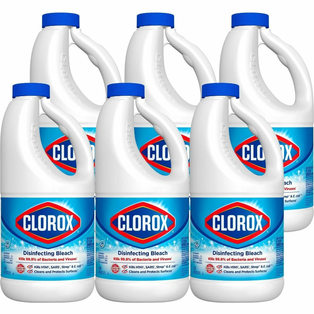 Clorox Disinfecting Bleach Regular Concentrated Formula 6-Pack Carton – Kills 99.9% of Germs, CloroMax Technology, Whitest Whites, Surface Protection