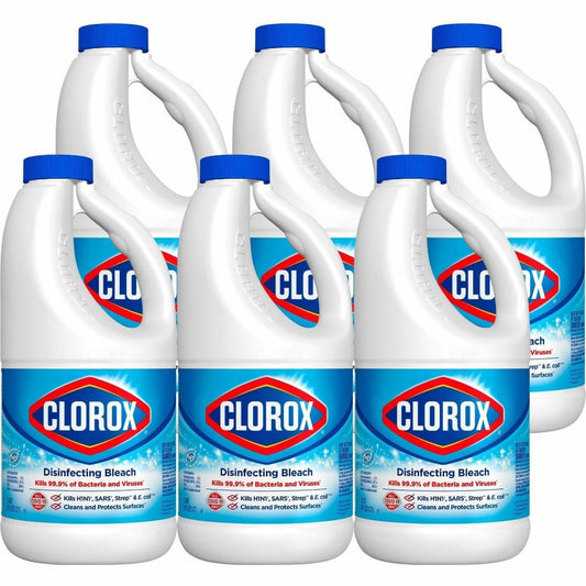 Clorox Disinfecting Bleach, Regular Concentrated Formula, 6-Bottle Carton