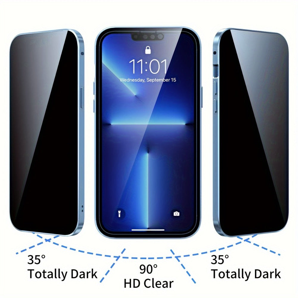 iPhone Anti-Spy Magnetic 2-in-1 Phone Case with All-Round Lens Protection – Complete Drop Protection Cover for iPhone 12 13 14 15 16 Pro Max Plus | Privacy Shield Slim Fit Design