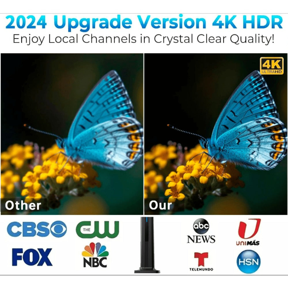 Magnetic Base TV Antenna Indoor – 4K 1080P HD, VHF & UHF Signal Booster Amplifier, Portable Digital Antenna for All TVs, 1pc or 2pcs Bundle