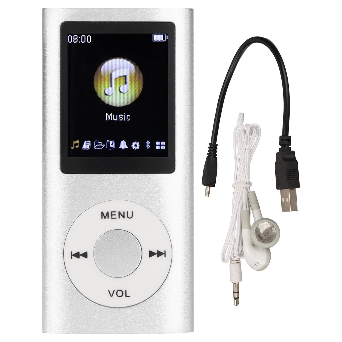 MP3 Player 8-Hour Battery 64GB Lossless FLAC, Slim 1.8 Inch LCD Aluminum Alloy Portable Music Player, Supports MP3 WMA FLAC APE, Playlist Shuffle Sleep Mode, TF Micro SD Card, Earphone & Cable Included