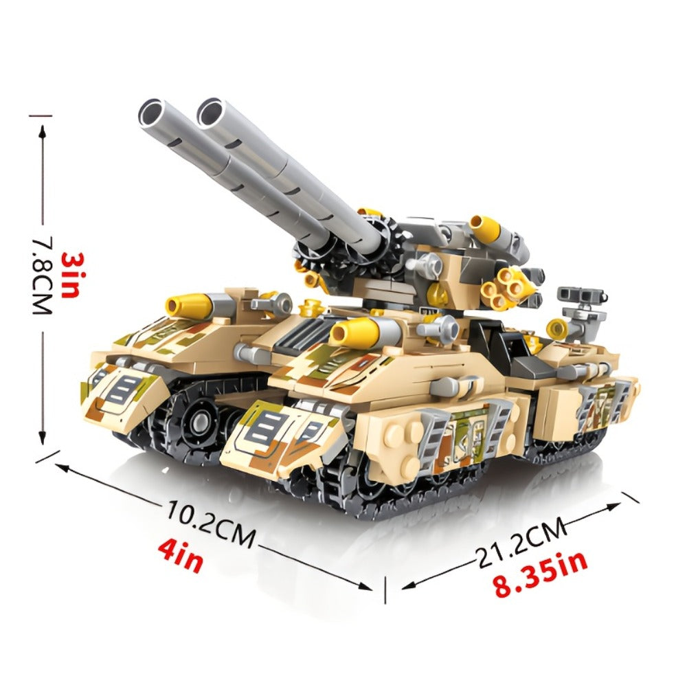 8-in-1 Snow Tank Building Block Set, 1628 Pieces, 9 Military Models