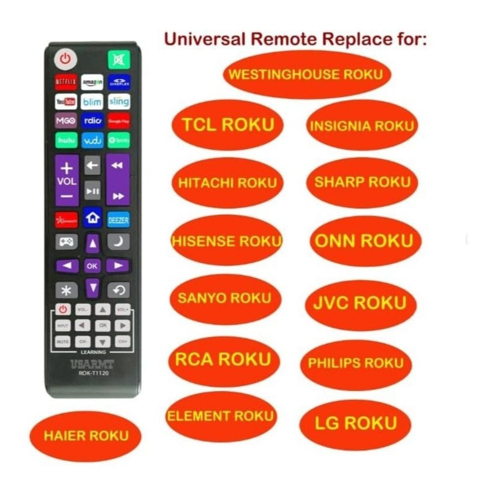 2 Pack Roku TV Universal Remote Replacement – Compatible with TCL Sanyo LG RCA Philips Hitachi Onn Insignia Sharp JVC Roku TV, Apple TV 1 2 3, Bose Wave I II III IV, No Setup Required