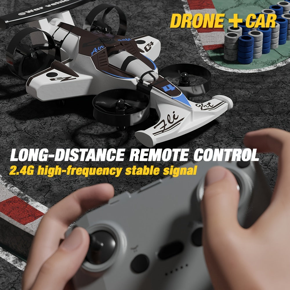 2-in-1 Air Land Drone Car with Collision Avoidance – Mini RC Quadcopter & Ground Vehicle for Kids Beginners Safe Indoor Flying Toy USB Rechargeable Low Speed Gift for Boys Girls Birthday Christmas