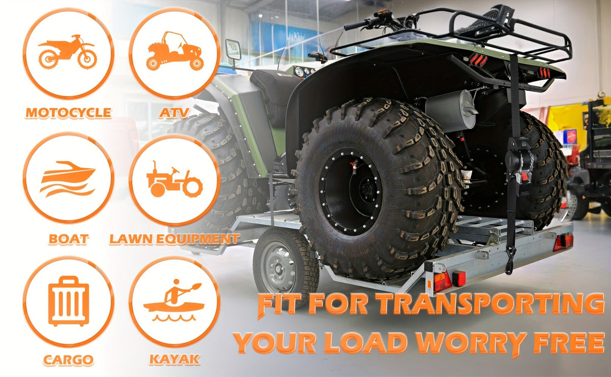 Retractable Ratchet Straps with Extension Strap – Heavy Duty Auto Self-Retracting Tie Down Cargo Straps for Truck Trailer Motorcycle Moving & Appliances