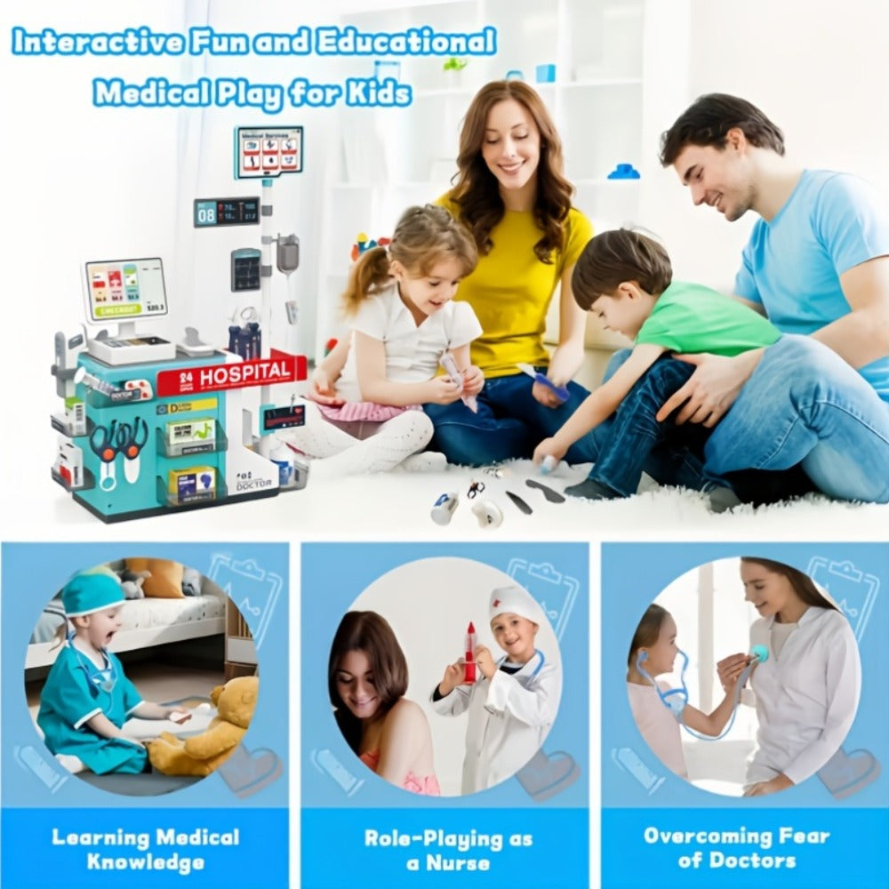 Doctor Play Set with 49 Pieces, Medical Station & Cashier Pretend Play