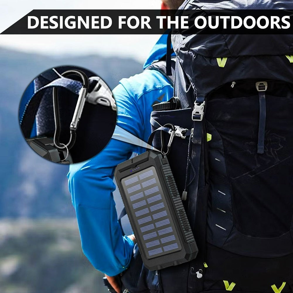 Solar Power Bank 45800mAh QC3.0 Fast Charging – Dual USB Portable Charger with LED Flashlight for Camping Hiking Travel Emergency, High Capacity Battery Pack for All Cell Phones & Devices