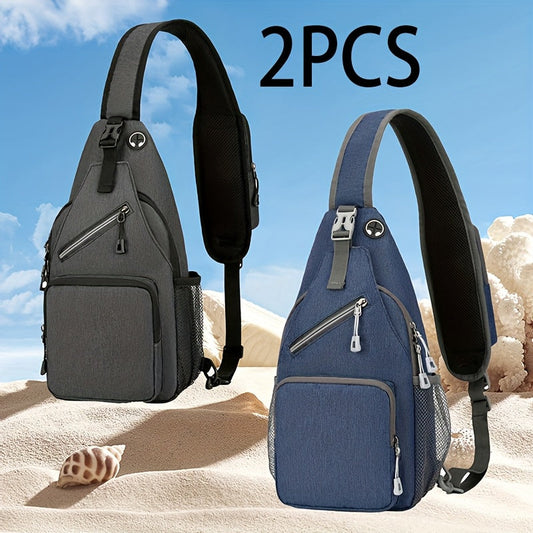 Crossbody Sling Backpack Set, Dark Gray/Blue Oxford Cloth Bags, 2 Pack