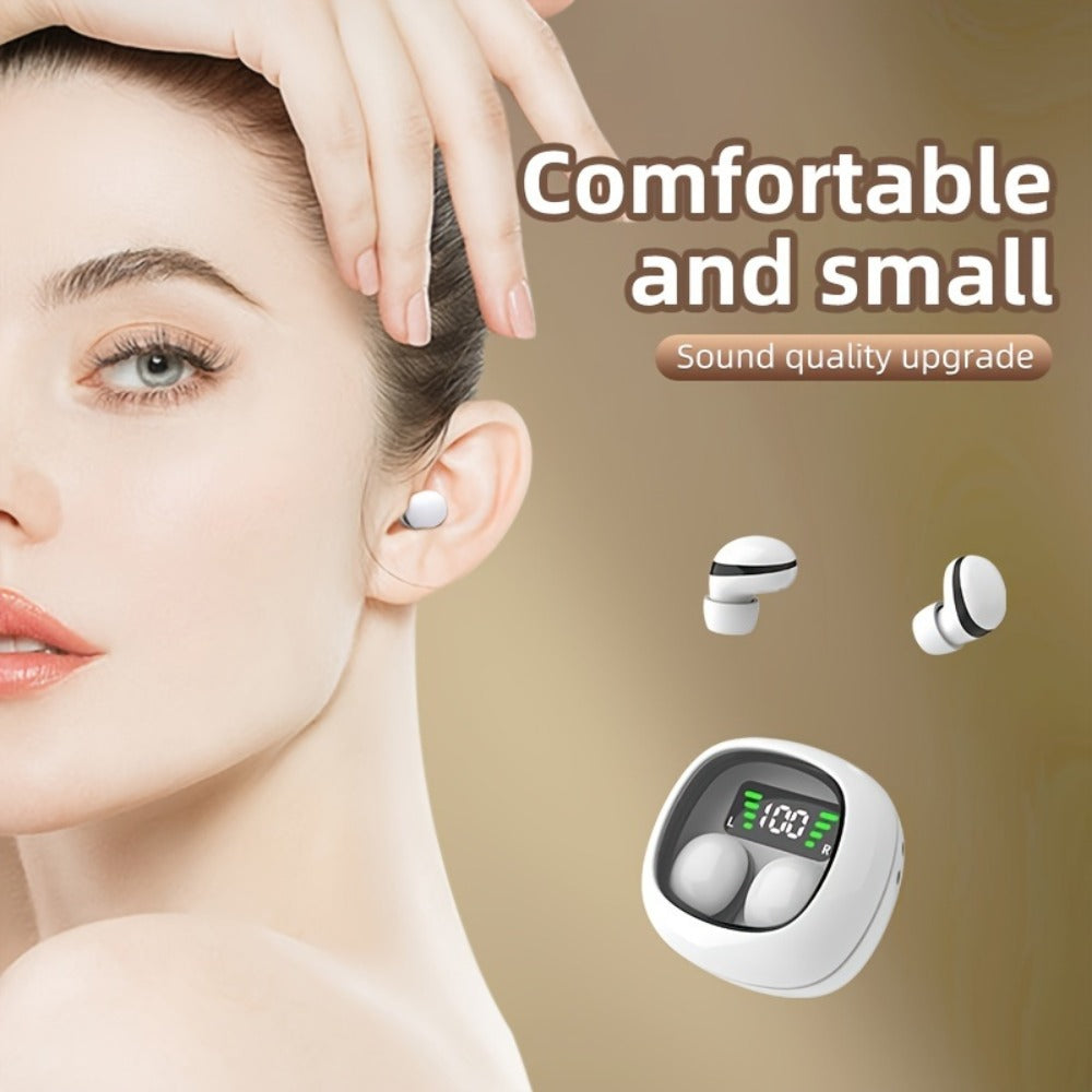 HiFi Touch Control Wireless Earbuds, Ultra-Small In-Ear Headphones with LED Charging Case & Built-In Mic, Stereo Sound, Fitness Running Sleep Work Travel Earphones Compatible with iOS & Android