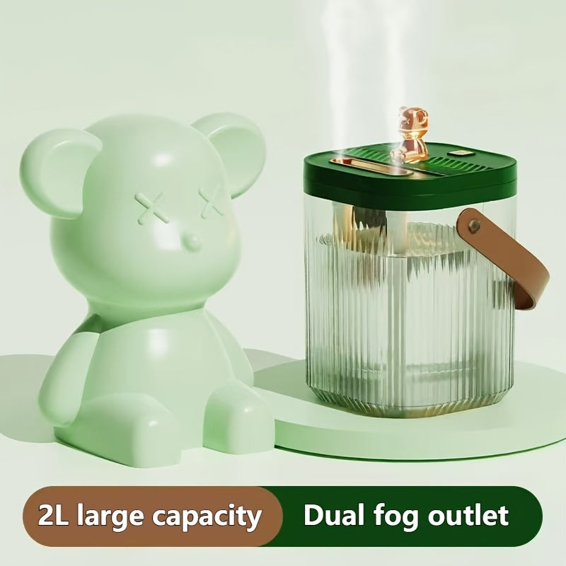 Large Humidifier 2L Smart 2-in-1 with Night Light – Dual Nozzle, 3 Mist Modes, Auto Shut-Off, Dry Burn Protection, Silent Operation, Covers 215 Sq Ft, for Bedroom, Baby Room & Office (Green)