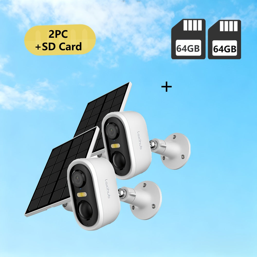 Solar Powered Outdoor Security Camera 3MP 1296P, IP65 Weatherproof, AI Human Motion Detection, Spotlight Color Night Vision, Zone Intrusion Alert, Two-Way Audio, 256GB SD & Cloud – Wire-Free CCTV