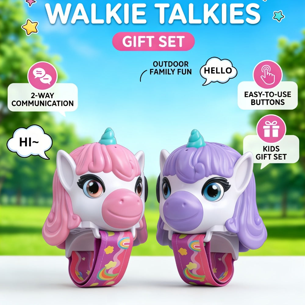 Unicorn Walkie Talkies for Kids 2 Pack, Glow in the Dark, Long Range 2-Way Radio Toy for Boys & Girls Ages 3-12, Outdoor Adventure Camping Hiking, Birthday Christmas Halloween Back to School Gift, Pink & Purple