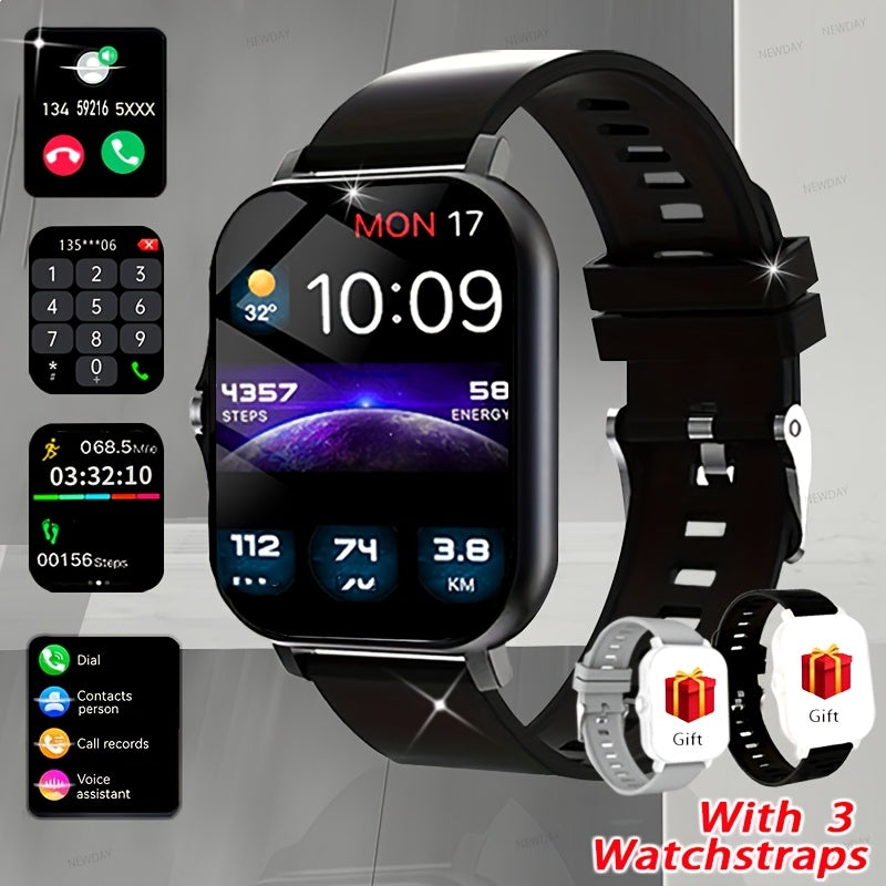 GPS Smartwatch 1.83 Inch Full Touch Screen Fitness Tracker with Calling Navigation Multi-Sport Modes Remote Camera Music Player USB Rechargeable Dual TPU Straps Men Women Android iPhone – Silver Black Pink