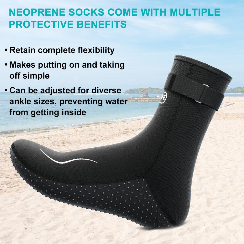 Neoprene Wetsuit Socks 3.5mm – High & Low Cut Water Booties, Non-Slip Anti-Abrasion for Diving Snorkeling Kayaking Beach Volleyball Surfing, S-XXL