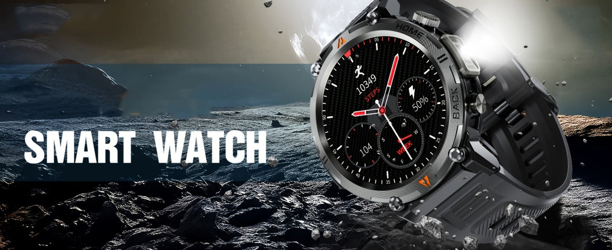 Tactical Smartwatch for Men LED Lighting 1.45 Inch 97% Screen Ratio Bluetooth 5.2 Wireless Calling Outdoor Fitness Tracker Heart Rate Blood Oxygen Sleep Pedometer iPhone Android Silicone Leather Strap Black Orange