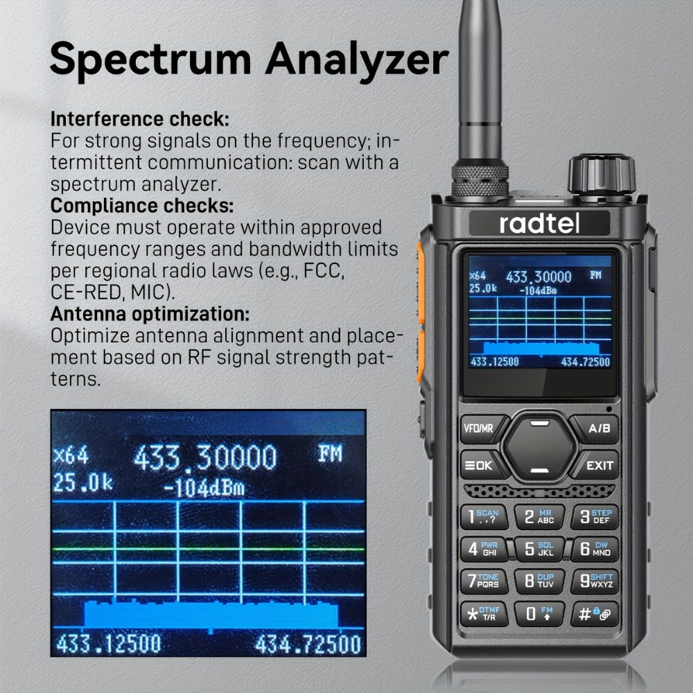 Tri-Band Ham Radio Handheld Walkie Talkie Radtel RT-910B, 6M VHF UHF Air Band Two-Way Radio, APP Programming, NOAA Weather Alert, 960 Memory Channels, USB-C Charging, Long Range Transceiver for Outdoor Camping Hiking Survival Aviation Enthusiasts