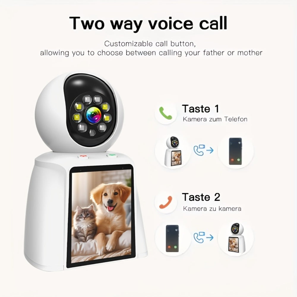 Pet Camera with 3-Inch Screen 1080P WiFi Indoor Home Security Camera for Baby & Kids Monitor, Video Calling, Two-Way Talk, 24/7 Recording & Motion Sensor Detection – Cat Dog Smart Surveillance with Speaker