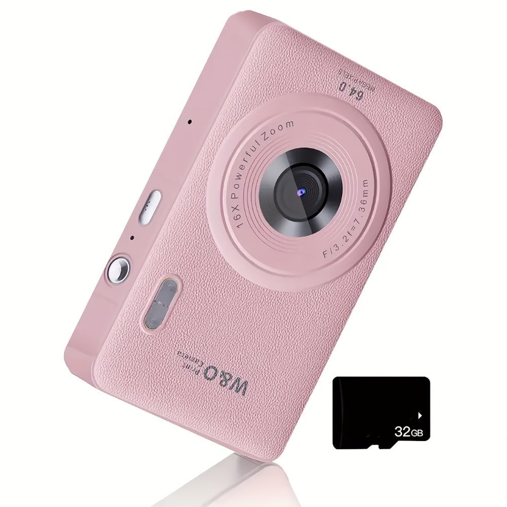 1080P HD Digital Camera 64MP 16x Zoom Vlogging Camera with 2.4-inch LCD Screen 32GB Memory Card Rechargeable Webcam for Photography Video Recording Beginners Kids Gift