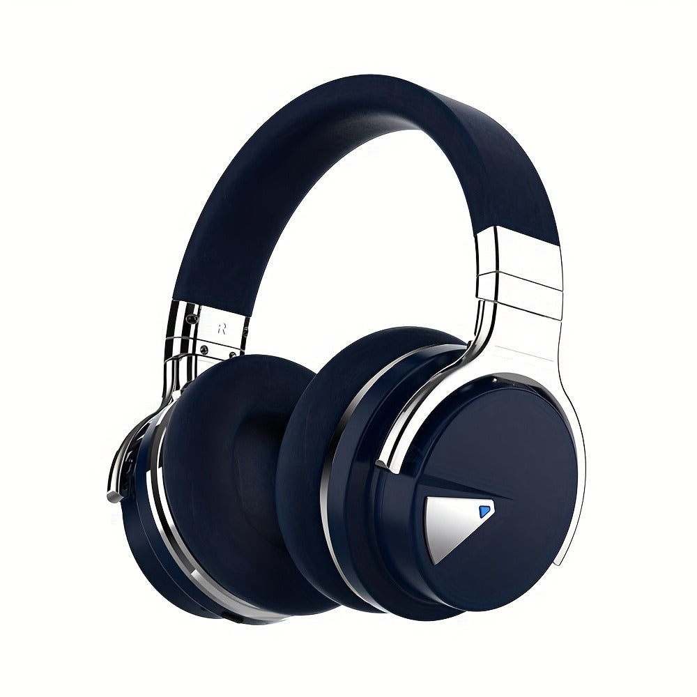 Active Noise Cancelling Over-Ear Headphones MIGHTY ROCK, Wireless Bluetooth 5.2 with 45mm Drivers Deep Bass, 30H Playtime Built-in Mic, Foldable Protein Earpads Headset for Travel Work Study Flight