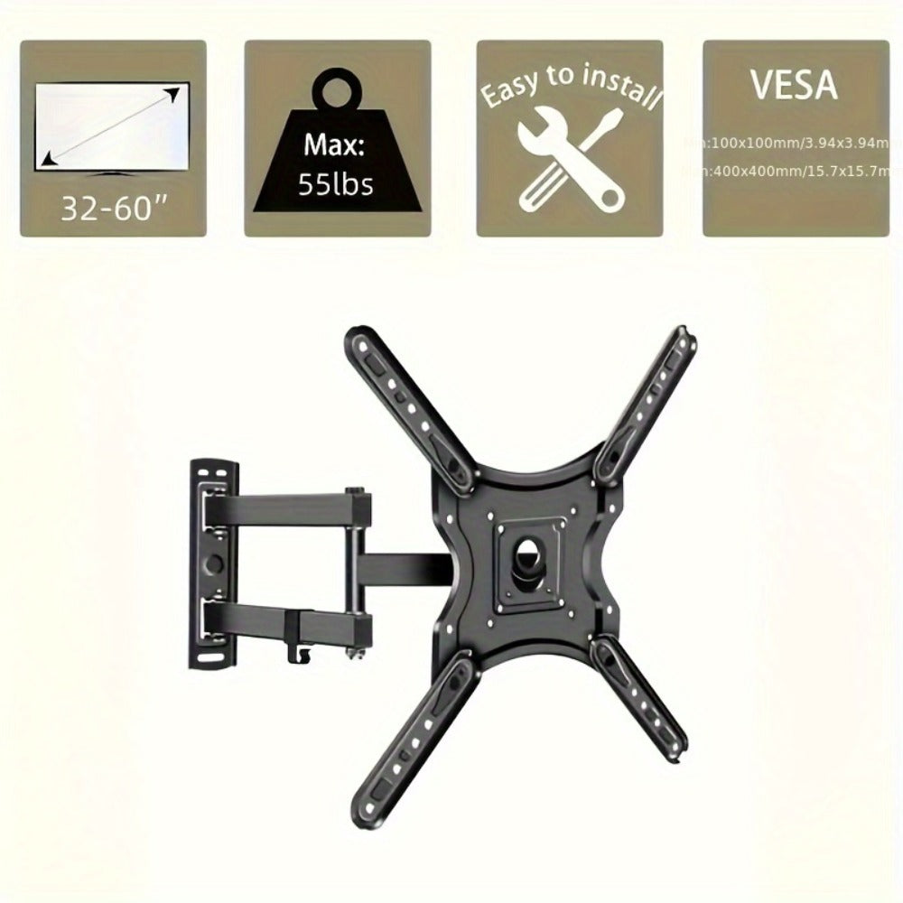 Tilt Swivel TV Wall Mount 22-60 Inch – Iron Construction, Multi-Angle Adjustment, Universal Fit for Samsung LG Sony TCL Vizio LED LCD Flat Screen TVs, Easy Installation