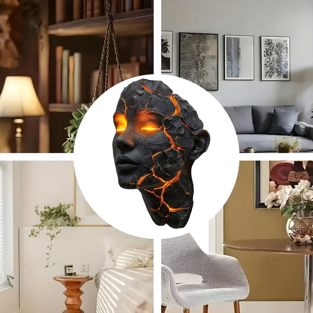 3D Wall Lamp Shattered LED Night Light Broken Face Moving Effect – Gothic Plug-In Wall Decor Light for Bedroom, Living Room, Bar, Cafe & Game Room, Unique Home Lighting Gift